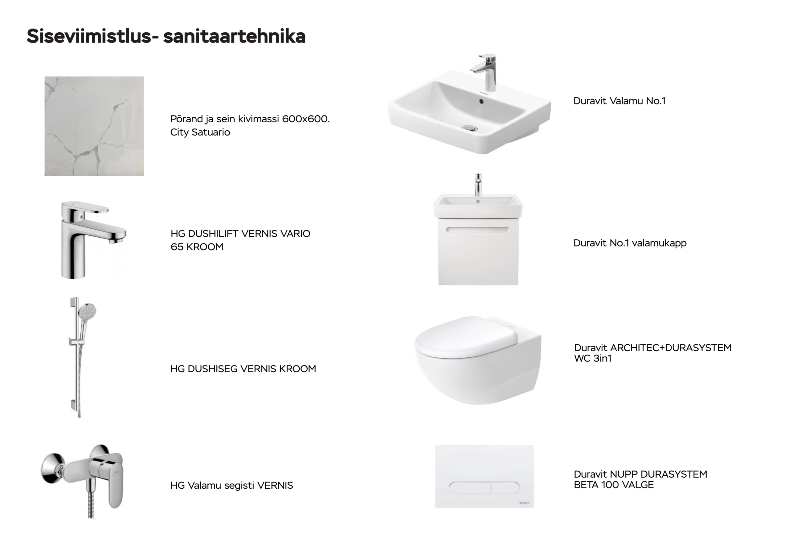 Uus-Paikuse siseviimistluspakett - sanitaartehnika